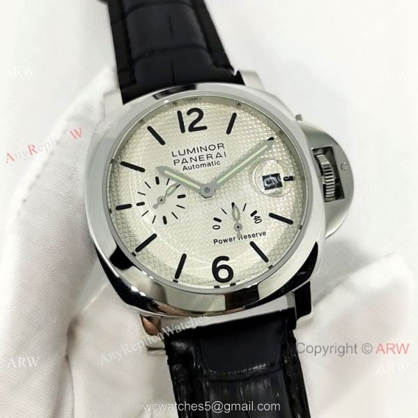Fake Officine Luminor Power Reserve Watch White Dial Black Leather Band Fake Officine Luminor Power Reserve Watch White Dial Black Leather Band