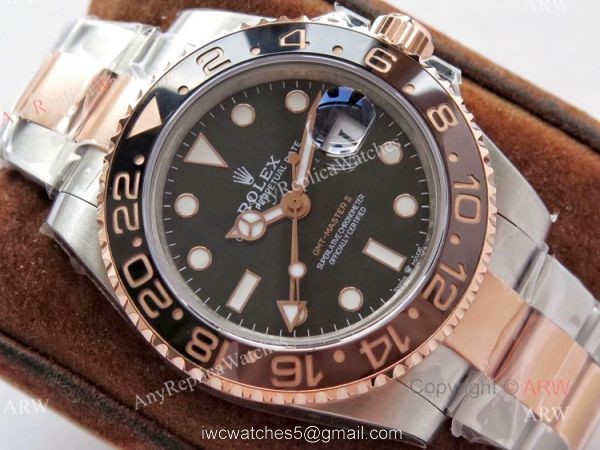 Best VR Factory Replica Rolex GMT Root Beer Real 18k Two Tone Rose Gold Swiss Watch Best VR Factory Replica Rolex GMT Root Beer Real 18k Two Tone Rose Gold Swiss Watch