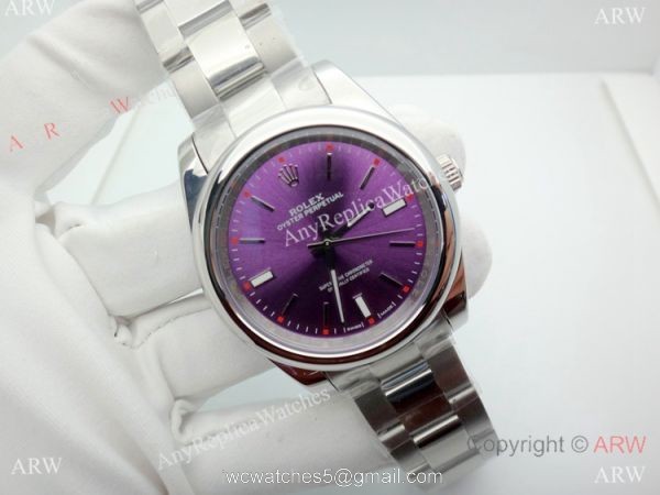 Copy Rolex Oyster Perpetual Purple Dial Stainless Steel Watch 39MM Copy Rolex Oyster Perpetual Purple Dial Stainless Steel Watch 39MM