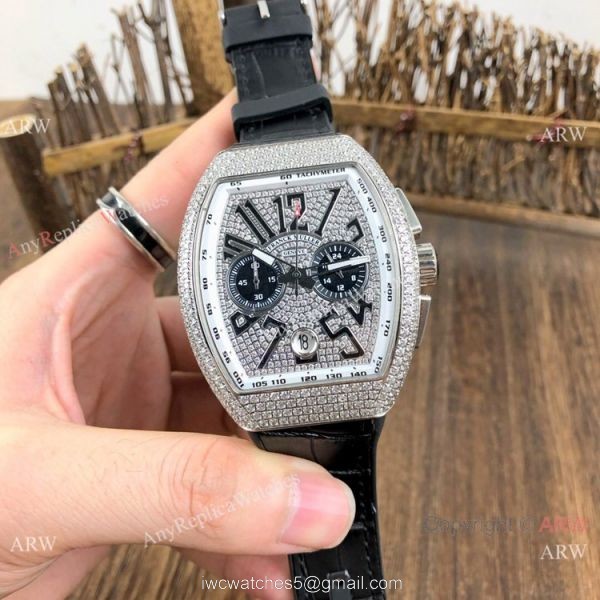 Copy Franck Muller Vanguard Chronograph Iced Out Watches Blue Gummy Strap Copy Franck Muller Vanguard Chronograph Iced Out Watches Blue Gummy Strap