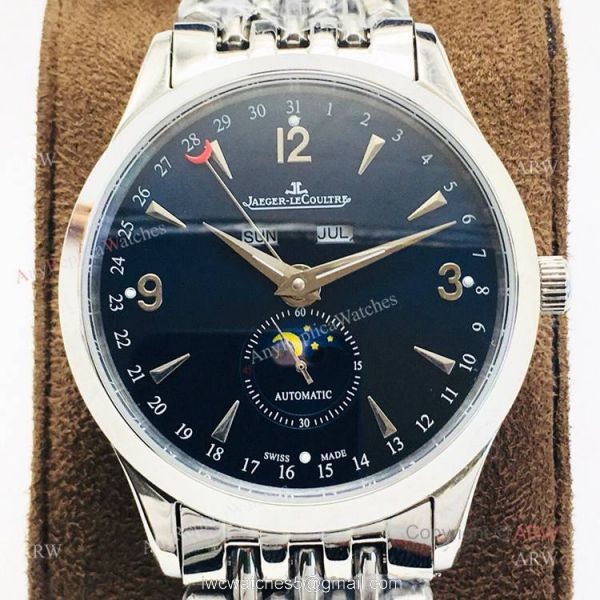 (JLF) Replica Jaeger-Lecoultre Master Ultra Thin Stainless Steel Black Dial Watch For Men (JLF) Replica Jaeger-Lecoultre Master Ultra Thin Stainless Steel Black Dial Watch For Men