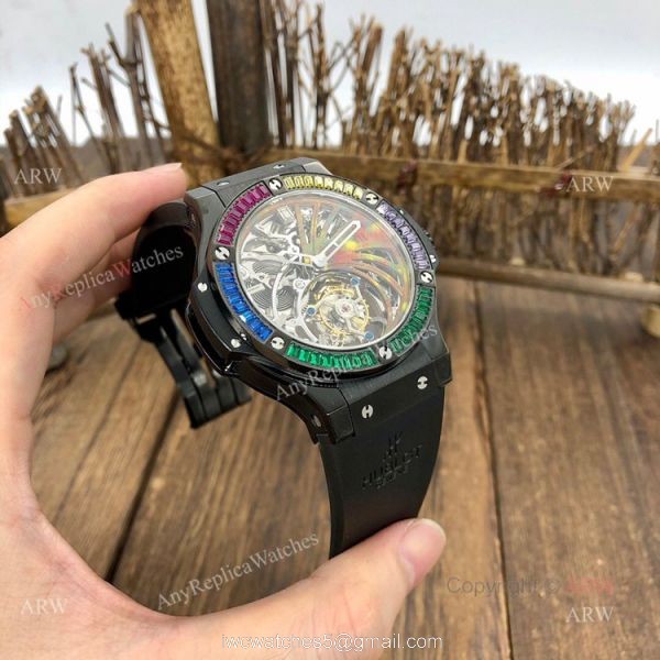 1:1 Swiss Replica Hublot Tourbillon Skeleton Big Bang Black Rainbow Watch 1:1 Swiss Replica Hublot Tourbillon Skeleton Big Bang Black Rainbow Watch
