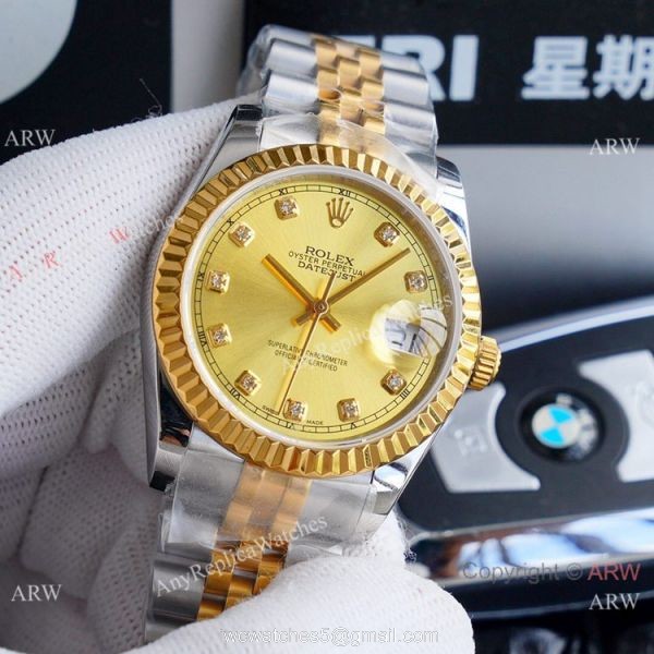 Fake Rolex Oyster Perpetual Datejust 36mm Watches 2-Tone Silver Diamond Fake Rolex Oyster Perpetual Datejust 36mm Watches 2-Tone Silver Diamond