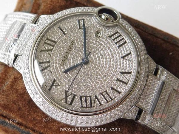 (TW) Fully Iced Out Cartier Ballon Bleu Diamond Watch Best Replica (TW) Fully Iced Out Cartier Ballon Bleu Diamond Watch Best Replica