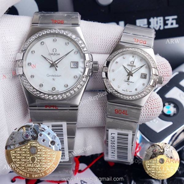 New Replica Omega Constellation Two Tone Diamond Bezel Omega Couple Watch New Replica Omega Constellation Two Tone Diamond Bezel Omega Couple Watch