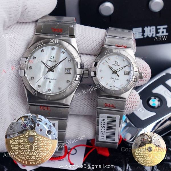 New Omega Constellation Two Tone Rose Gold White MOP Dial Wrist Omega Couple Watch New Omega Constellation Two Tone Rose Gold White MOP Dial Wrist Omega Couple Watch