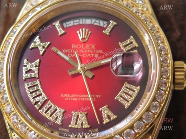 Mens Rolex Day Date Replica Watch Asian 2836 Red Face Rolex Iced Out Watch Mens Rolex Day Date Replica Watch Asian 2836 Red Face Rolex Iced Out Watch