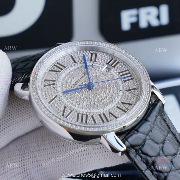 Replica Ronde Solo De Cartier Stainless Steel Full Diamond Watches Replica Ronde Solo De Cartier Stainless Steel Full Diamond Watches