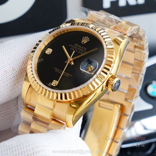 High Quality Replica Gold Rolex Datejust 36mm Black Dial ETA2836 Automatic Watch High Quality Replica Gold Rolex Datejust 36mm Black Dial ETA2836 Automatic Watch