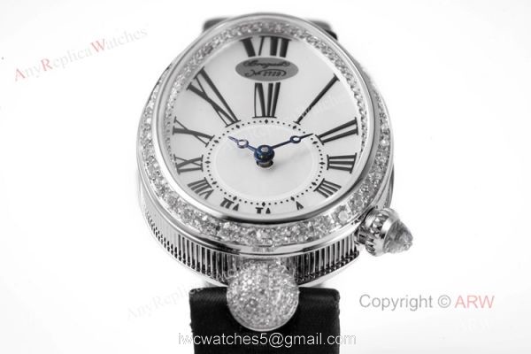 Replica Breguet Reine De Naples Watch White Roman Numberals With Diamond Bezel Replica Breguet Reine De Naples Watch White Roman Numberals With Diamond Bezel