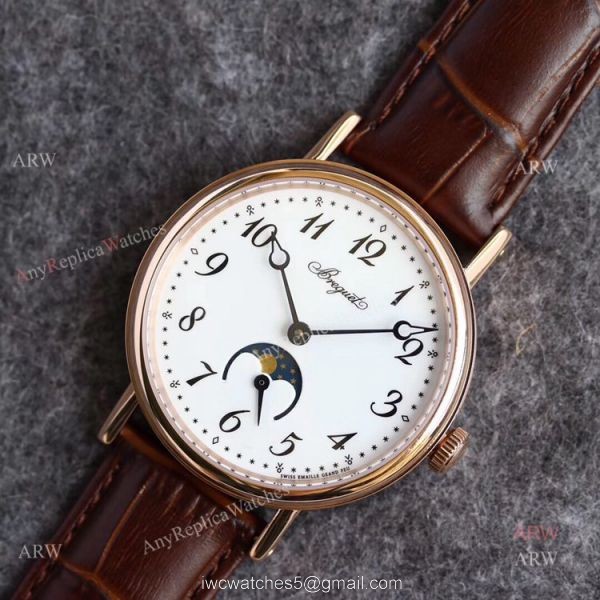 Replica Breguet Classique Rose Gold White Arabic Dial Moonphase Watch 40mm Replica Breguet Classique Rose Gold White Arabic Dial Moonphase Watch 40mm