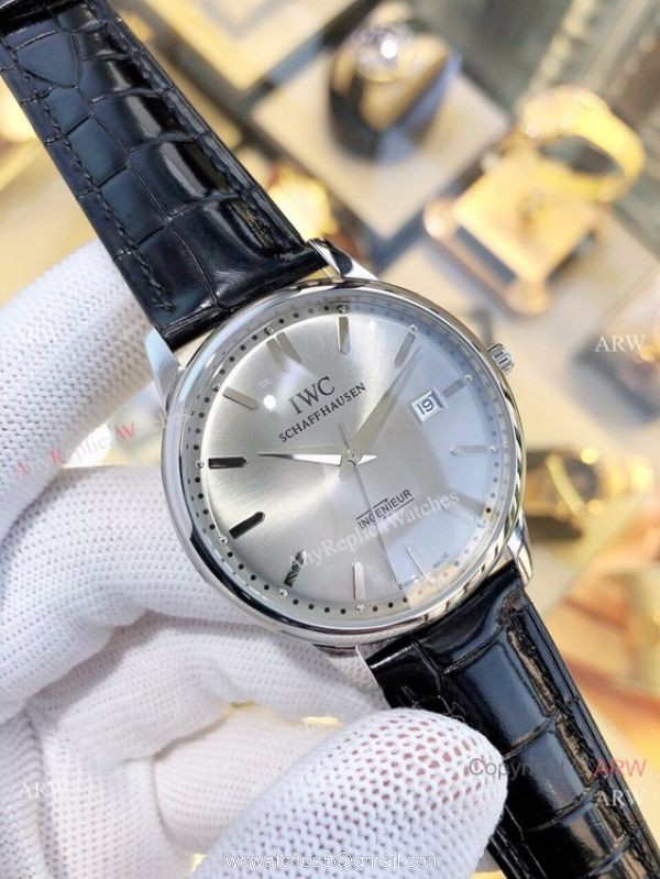 IWC Ingenieur Replica Watches Gold Case Black Leather Strap IWC Ingenieur Replica Watches Gold Case Black Leather Strap