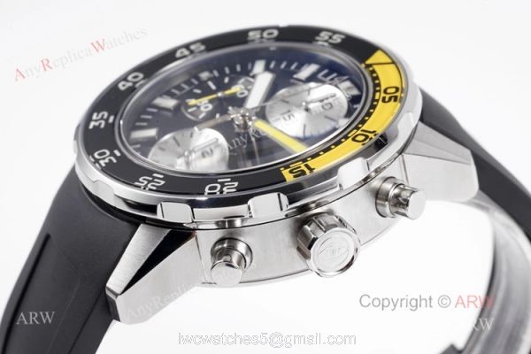 Replica IWC Aquatimer Chronograph Black Yellow Bezel Asia 7750 Watch 44mm Replica IWC Aquatimer Chronograph Black Yellow Bezel Asia 7750 Watch 44mm