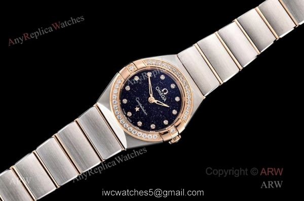 GF Factory Swiss Replica Omega Constellation Two Tone Rose Gold Diamond Watch With Black Aventurine Dial GF Factory Swiss Replica Omega Constellation Two Tone Rose Gold Diamond Watch With Black Aventurine Dial