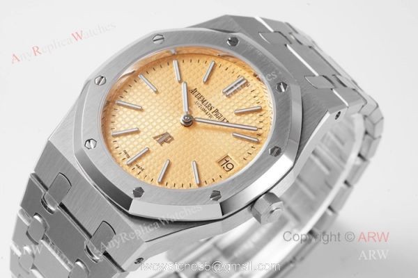Swiss Replica Audemars Piguet Royal Oak 15202 Gold Dial Stainless Steel Watch 39mm Swiss Replica Audemars Piguet Royal Oak 15202 Gold Dial Stainless Steel Watch 39mm