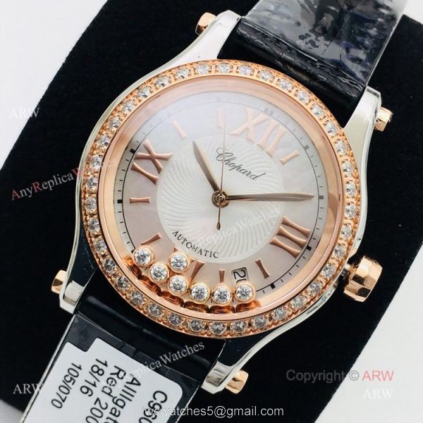 Swiss Replica Chopard Happy Sport 36mm Rose Gold Diamond Ladies Watch Swiss Replica Chopard Happy Sport 36mm Rose Gold Diamond Ladies Watch