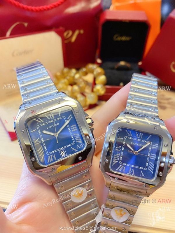 New! Japan Grade Santos De Cartier Couple Watch Stainless Steel Roman Markers New! Japan Grade Santos De Cartier Couple Watch Stainless Steel Roman Markers