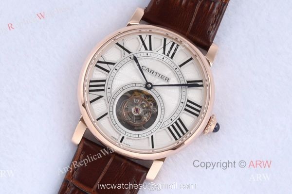 Best Version New Cartier Rotonde De Cartier Tourbillon Rose Gold Case White Roman Dial Replica Watch Best Version New Cartier Rotonde De Cartier Tourbillon Rose Gold Case White Roman Dial Replica Watch