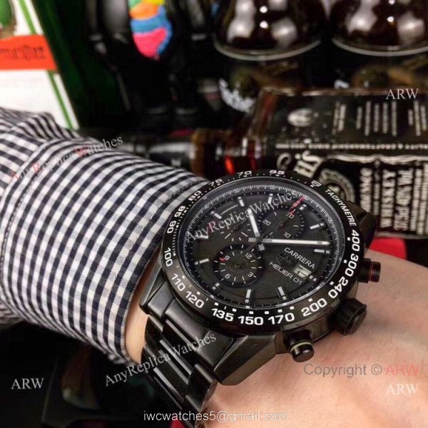 New Copy Tag Heuer Carrera Heuer 01 Black Steel Watch 43mm New Copy Tag Heuer Carrera Heuer 01 Black Steel Watch 43mm