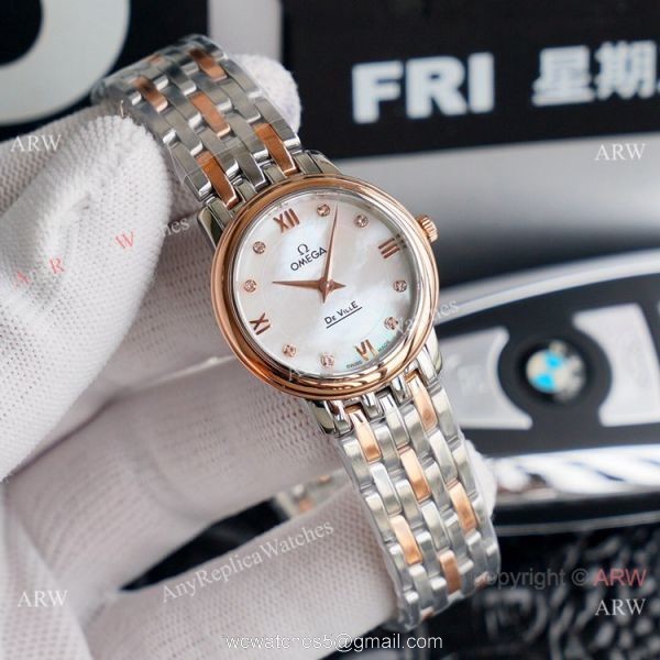 Swiss Quartz Omega De Ville 2-Tone Rose Gold Watches Women Size Swiss Quartz Omega De Ville 2-Tone Rose Gold Watches Women Size