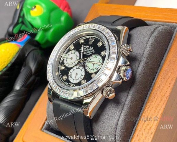 Copy Rolex Daytona Diamond Watch SS Oysterflex Rubber Band Copy Rolex Daytona Diamond Watch SS Oysterflex Rubber Band