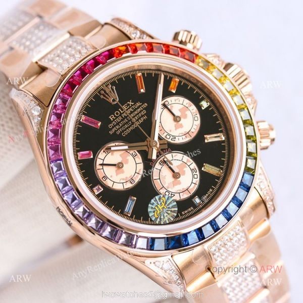 Best Replica Rolex Rose Gold Rainbow Daytona Swiss 7750 Automatic Watch For Men Best Replica Rolex Rose Gold Rainbow Daytona Swiss 7750 Automatic Watch For Men