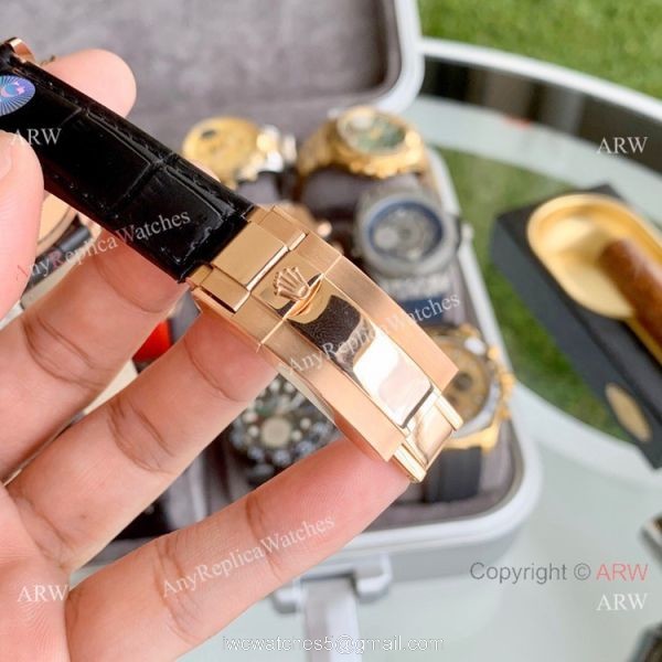Copy Rolex Rose Gold Daytona Watch Leather Strap 40mm Copy Rolex Rose Gold Daytona Watch Leather Strap 40mm