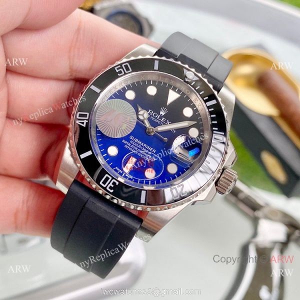 Fake Rolex Submariner D-Blue Dial Rubber Strap Watch 40mm Fake Rolex Submariner D-Blue Dial Rubber Strap Watch 40mm