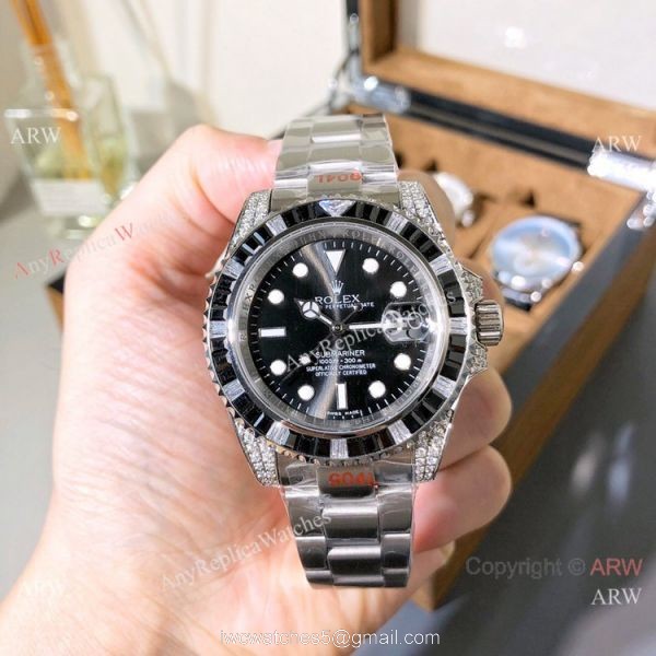 Nice Quality Copy Rolex Submariner Green Diamond Watches 40mm Nice Quality Copy Rolex Submariner Green Diamond Watches 40mm