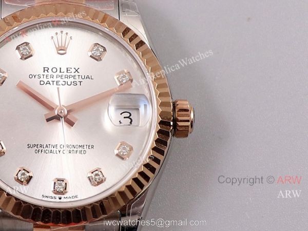 (TW) Super Clone Rolex Datejust 31mm Midsize Watch Two Tone Rose Gold Silver Dial (TW) Super Clone Rolex Datejust 31mm Midsize Watch Two Tone Rose Gold Silver Dial