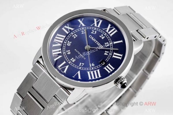 Swiss AAA Replica Ronde Solo de Cartier 9015 Watch Blue Dial Stainless Steel Swiss AAA Replica Ronde Solo de Cartier 9015 Watch Blue Dial Stainless Steel