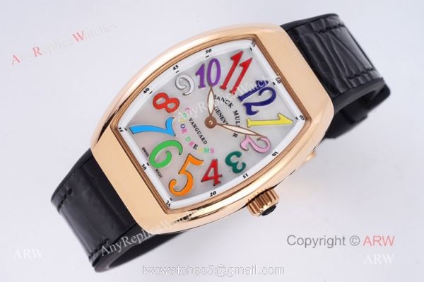 Replia Franck Muller Vanguard Rose Gold V32 Women Watch With Colorful Numbers Replia Franck Muller Vanguard Rose Gold V32 Women Watch With Colorful Numbers