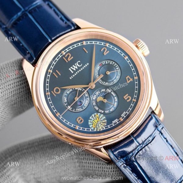 Swiss AAA IWC Portugieser Perpetual Calendar Replica Watch Rose Gold Blue Dial Swiss AAA IWC Portugieser Perpetual Calendar Replica Watch Rose Gold Blue Dial