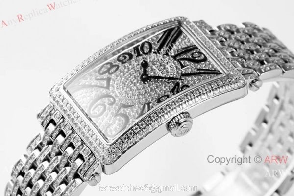 New! Iced Out Franck Muller Long Island Replica Watch Swiss Quartz New! Iced Out Franck Muller Long Island Replica Watch Swiss Quartz