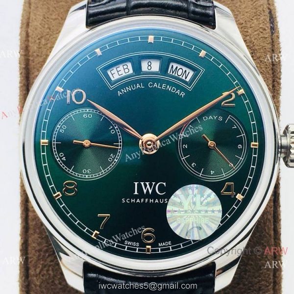 Swiss Grade 1 IWC Portuguese Annual Calendar Olive Green Watch YL Factory v2 Version Swiss Grade 1 IWC Portuguese Annual Calendar Olive Green Watch YL Factory v2 Version