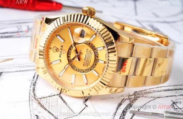 Swiss Grade 1 Copy Rolex Sky-Dweller Yellow Gold 42mm Watch 9001 Movement Swiss Grade 1 Copy Rolex Sky-Dweller Yellow Gold 42mm Watch 9001 Movement