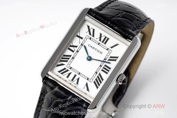 New! Swiss Cartier Tank Solo AF Factory Quartz Watch SS Black Leather Strap New! Swiss Cartier Tank Solo AF Factory Quartz Watch SS Black Leather Strap