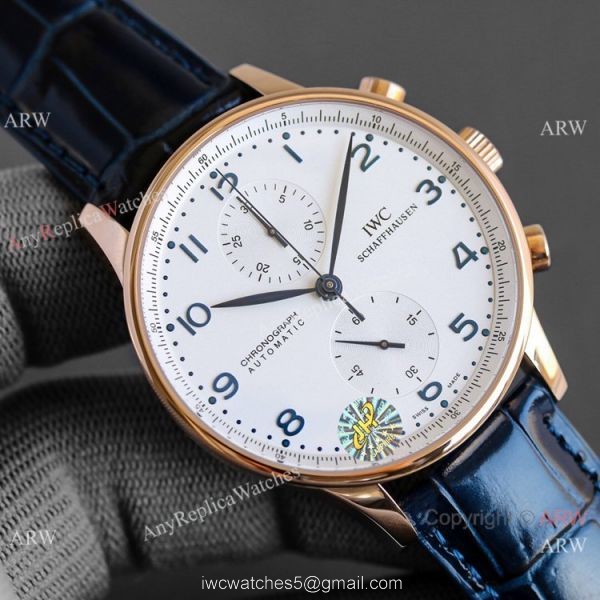 AAA Replica IWC Portuguese Rose Gold White Watches Swiss 7750 Chronograph AAA Replica IWC Portuguese Rose Gold White Watches Swiss 7750 Chronograph