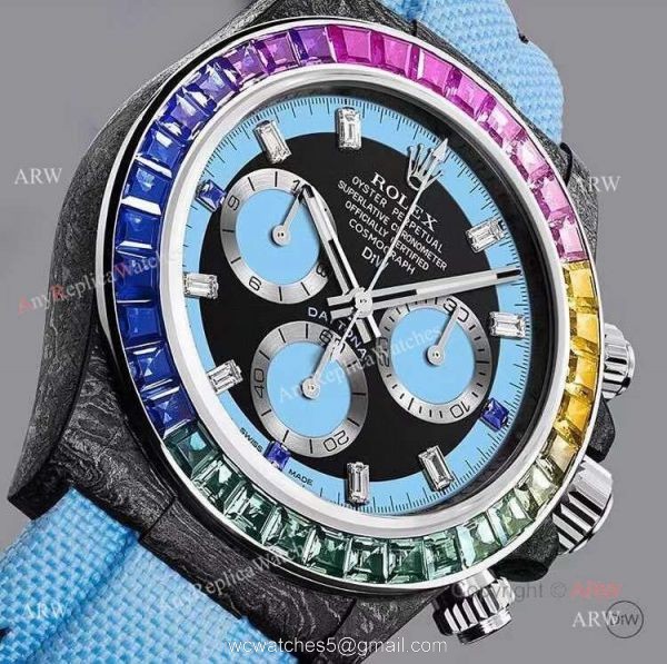 High End Replica Rolex DIW Rainbow Daytona Blue Nylon Strap Swiss Quartz Watch High End Replica Rolex DIW Rainbow Daytona Blue Nylon Strap Swiss Quartz Watch