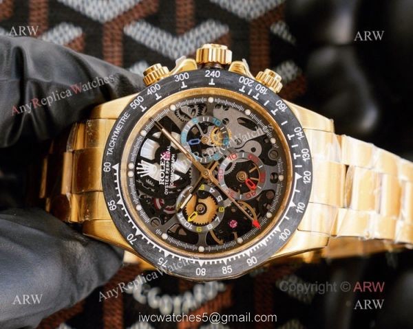 Best Replica Rolex Daytona Skeleton Montoya Yellow Gold Swiss 4130 Carbon Watch Best Replica Rolex Daytona Skeleton Montoya Yellow Gold Swiss 4130 Carbon Watch