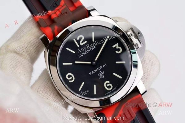Copy Panerai PAM 00000 Luminor 44mm Watch Black Dial With Red Camo Rubber Band Copy Panerai PAM 00000 Luminor 44mm Watch Black Dial With Red Camo Rubber Band