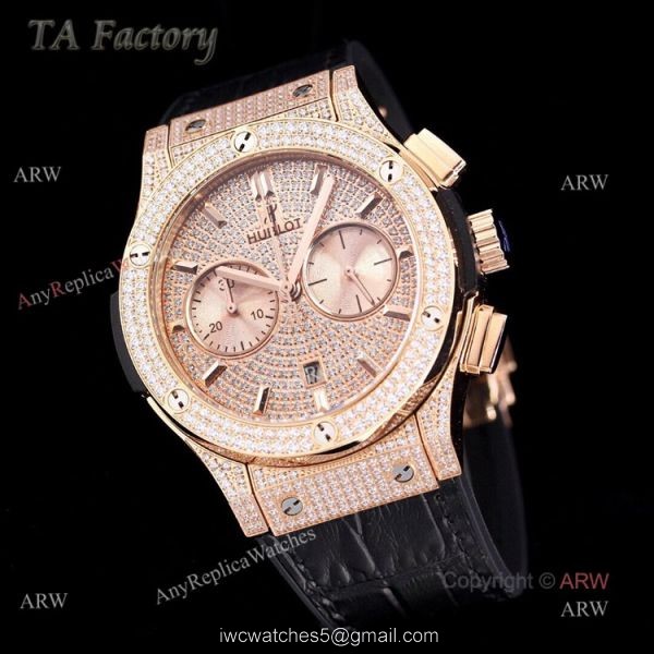 Swiss Replica Hublot Big Bang Chronograph 45mm Rose Gold Diamond Watch For Men Swiss Replica Hublot Big Bang Chronograph 45mm Rose Gold Diamond Watch For Men