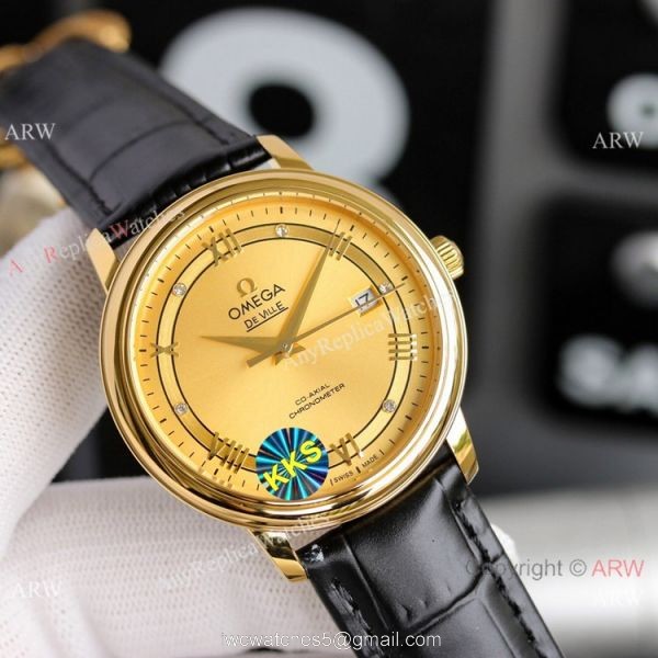 Copy Omega De Ville Prestige Watches Gold and Brown Automatic Copy Omega De Ville Prestige Watches Gold and Brown Automatic