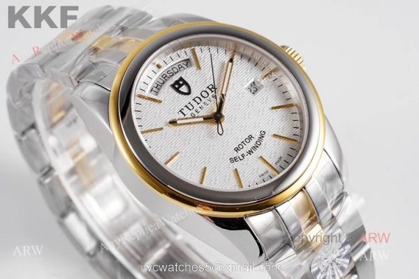 Swiss Replica Tudor Glamour Day Date 39mm White Dial Watch With Stick Markers Swiss Replica Tudor Glamour Day Date 39mm White Dial Watch With Stick Markers