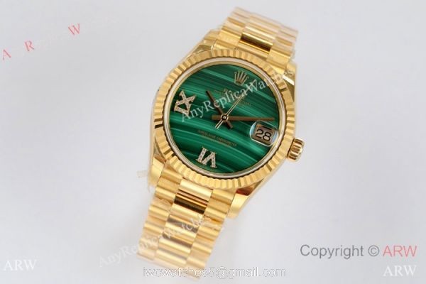 EW Factory Rolex Oyster Perpetual Datejust Watch Malachite Face Yellow Gold 31mm EW Factory Rolex Oyster Perpetual Datejust Watch Malachite Face Yellow Gold 31mm