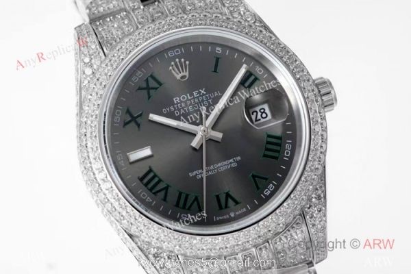 TW Factory Rolex Datejust Iced Out Watches Gray Dial Diamonds Silver Case TW Factory Rolex Datejust Iced Out Watches Gray Dial Diamonds Silver Case