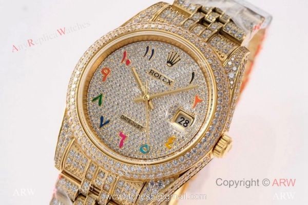 TW Factory Rolex Iced Out Datejust Watches Diamonds Gold Case 41mm TW Factory Rolex Iced Out Datejust Watches Diamonds Gold Case 41mm
