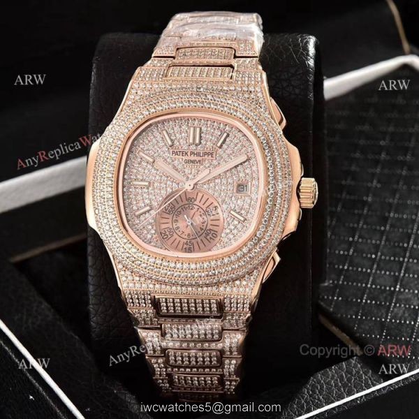 Luxury Copy Patek Philippe Nautilus Yellow Gold Full Diamond Watches Luxury Copy Patek Philippe Nautilus Yellow Gold Full Diamond Watches