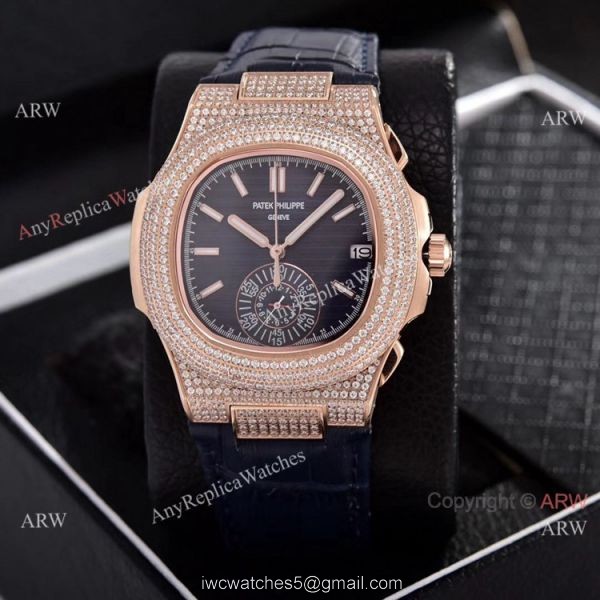 Japan Grade Patek Philippe Nautilus Chronograph Watches Rose Gold Diamond Case Japan Grade Patek Philippe Nautilus Chronograph Watches Rose Gold Diamond Case
