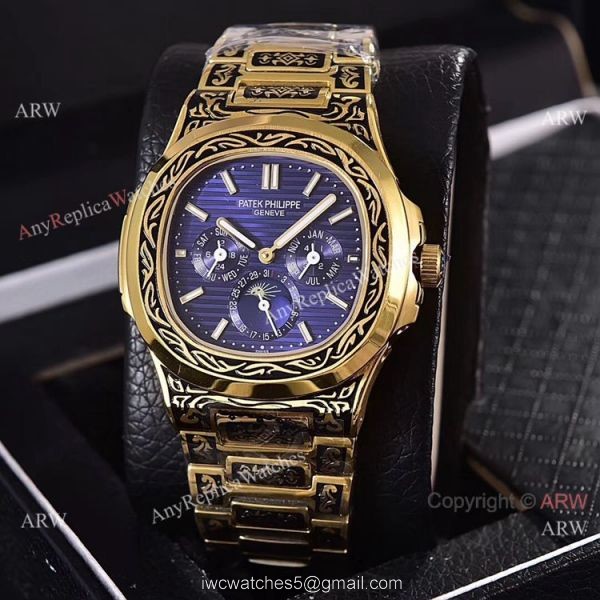 Knockoff Patek Philippe 5740 Nautilus Yellow Gold Engraving 40mm Knockoff Patek Philippe 5740 Nautilus Yellow Gold Engraving 40mm